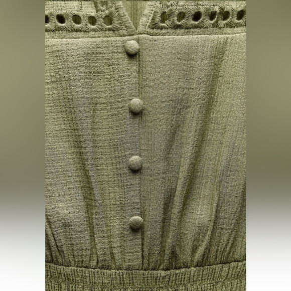 New ZARA Openwork Embroidered Eyelet Long Sleeves Mini Dress - Picture 9 of 9